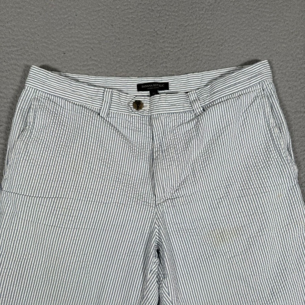 Banana Republic Shorts Mens 31 Blue Striped Seersucker 100% Cotton Casual Preppy - Picture 2 of 12